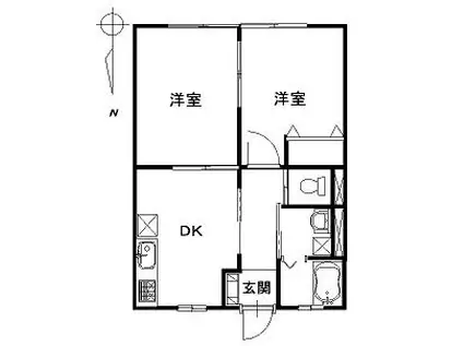 ほるつA(2DK/1階)の間取り写真