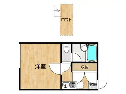 ビバリーハウス梅林A(1SK/1階)の間取り写真