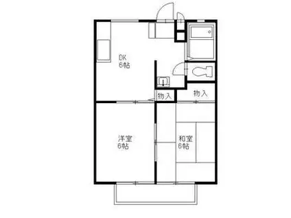 菊地ハイツD(2DK/2階)の間取り写真