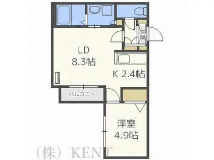 DIOGRACIA MIYANOSAWAディオグラシア(1LDK/3階)の間取り写真