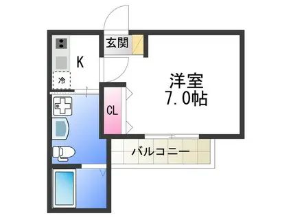 WING住之江(1K/1階)の間取り写真