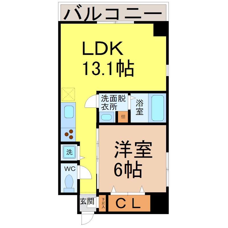 AHビル(1LDK/5階)の間取り写真