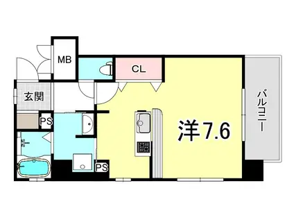 ウォームスヴィル神戸元町JP(1K/5階)の間取り写真