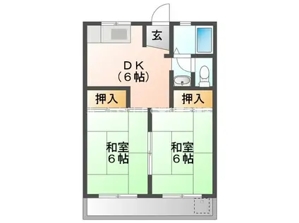 小松ドミールA棟(2DK/2階)の間取り写真