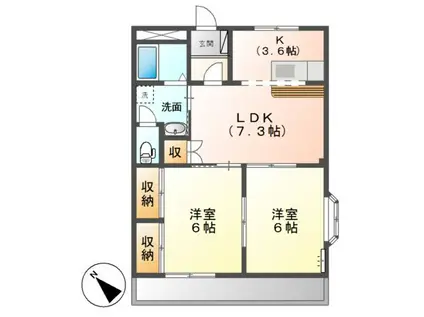 メゾンファン(2LDK/1階)の間取り写真