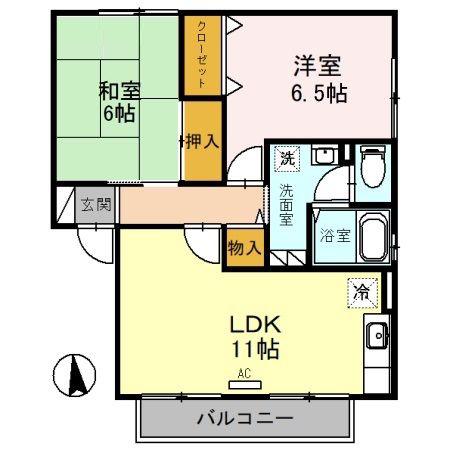 カーサ・メルベーユ(2LDK/2階)の間取り写真