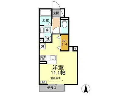 ハルモニア(ワンルーム/1階)の間取り写真