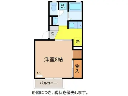 ロイヤルファミールB(1K/1階)の間取り写真