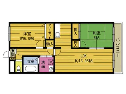 ステージ街(2LDK/3階)の間取り写真