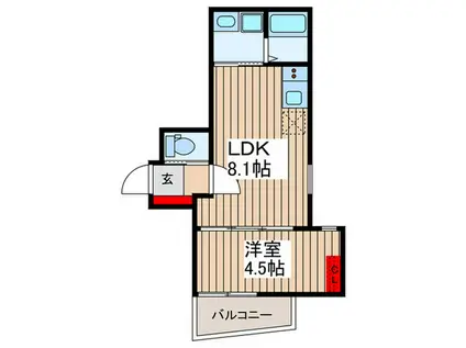 ルナマーレ七里(1LDK/2階)の間取り写真