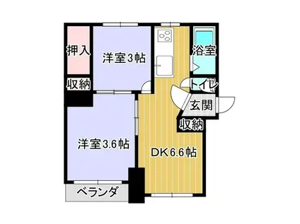 ロイヤルハイム(2DK/3階)の間取り写真