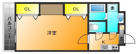ソレイユII(1K/3階)の間取り写真