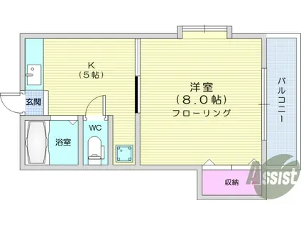 レジデンス泉(1K/1階)の間取り写真