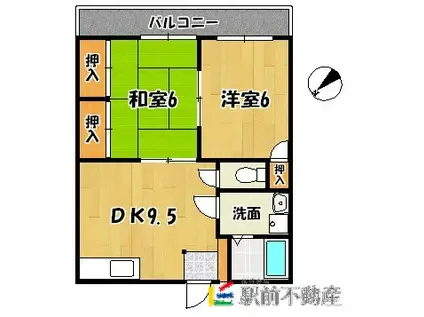 ハイツタダクマI(2DK/3階)の間取り写真