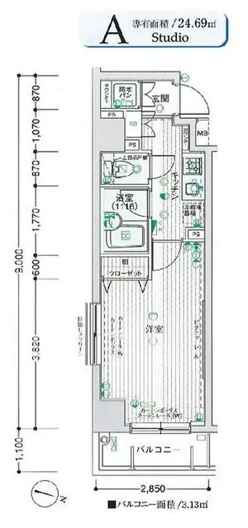 パークウェル上野毛駅前 4階階 間取り