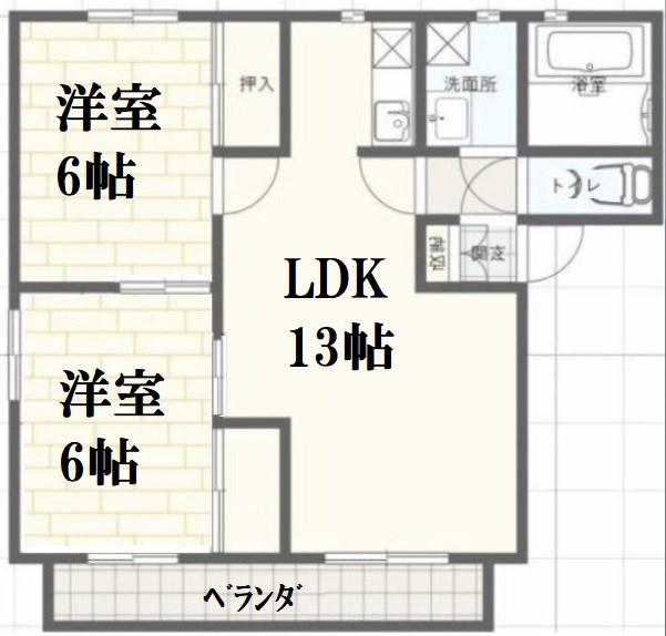 ディアス東町ノ坪(2LDK/2階)の間取り写真
