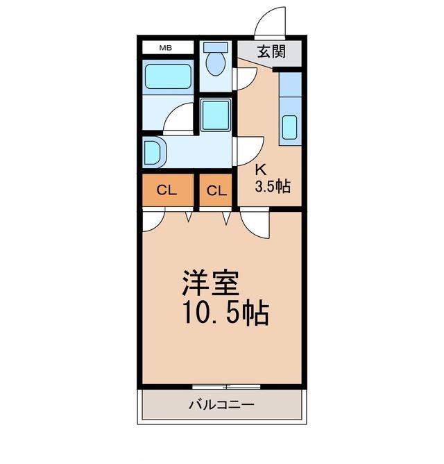 Mグラナート(1K/2階)の間取り写真