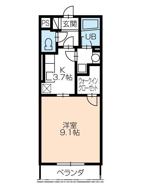 プログレス(1K/3階)の間取り写真
