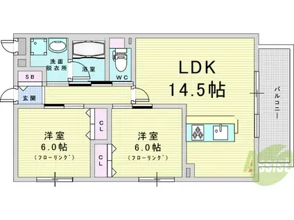 ペンギンズマンション箕面新稲(2LDK/1階)の間取り写真