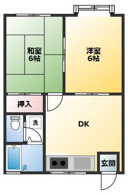 久里浜海岸ハウス(2DK/1階)の間取り写真