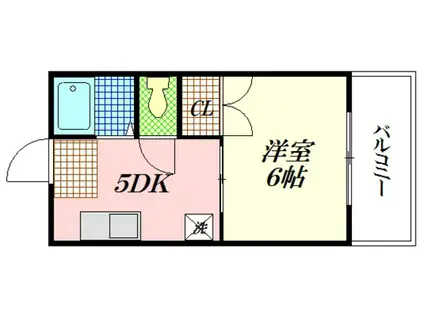 サンライズ鶴江A棟(1DK/3階)の間取り写真