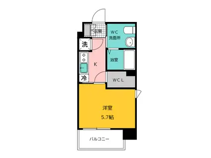 LIVE CASA県庁前(1K/6階)の間取り写真