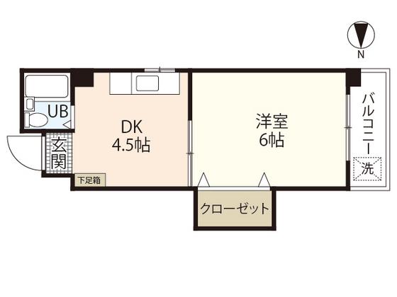 グリーンハウス(1DK/2階)の間取り写真