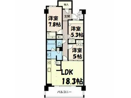 プライムメゾン富士見台(3LDK/3階)の間取り写真