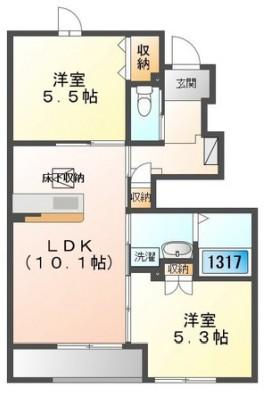 サンモール金ヶ崎(2LDK/1階)の間取り写真