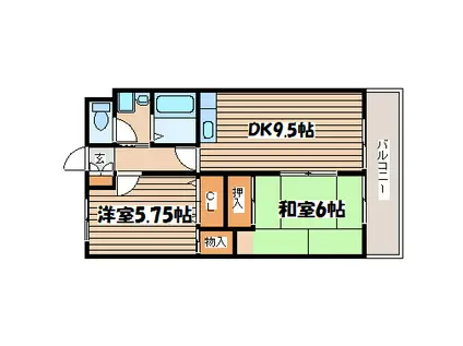 クリスタルテラス(2DK/3階)の間取り写真