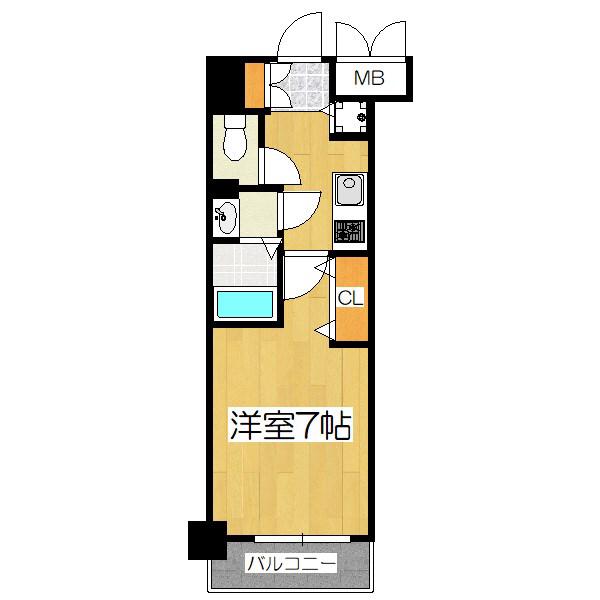 LUXE京都西大路(1K/2階)の間取り写真