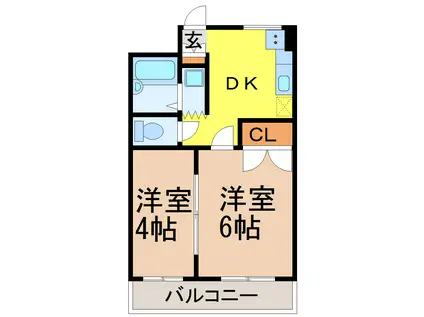 コーポ川原(2DK/5階)の間取り写真