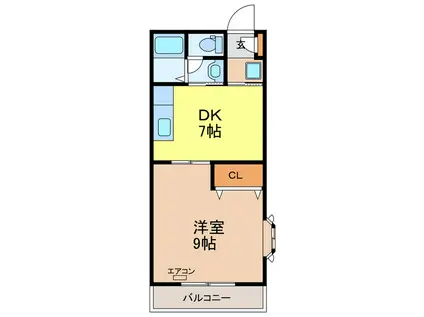 ラ・セゾン城北(1DK/1階)の間取り写真