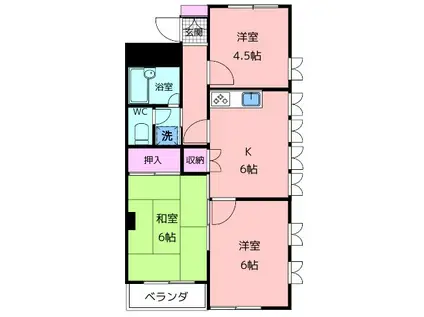 シャルマンハウス立川(3DK/3階)の間取り写真