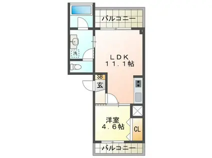 ル・パラディ(1LDK/3階)の間取り写真