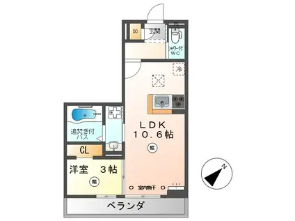 LUMIERE(1LDK/1階)の間取り写真