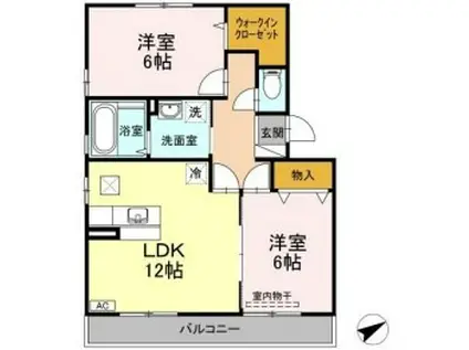 プラシード三宅(2LDK/1階)の間取り写真