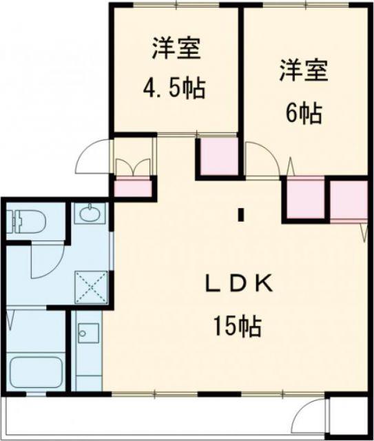 クローバー広畑才(2LDK/3階)の間取り写真