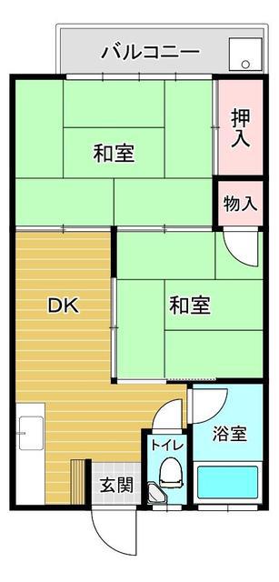 原健荘(2DK/2階)の間取り写真
