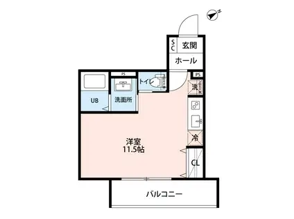グランイル武蔵小杉(ワンルーム/2階)の間取り写真