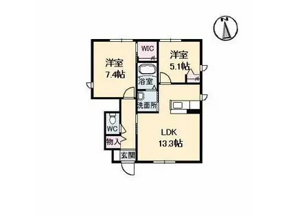 CASA BROTE B棟(2LDK/1階)の間取り写真