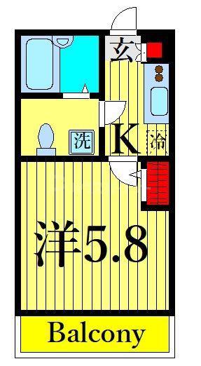 フォレスティ船堀(1K/2階)の間取り写真
