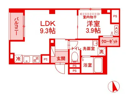 ＪＲ京浜東北線 桜木町駅 徒歩10分 5階建 築1年(1LDK/1階)の間取り写真