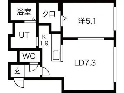 ECOA北7条(1LDK/1階)の間取り写真