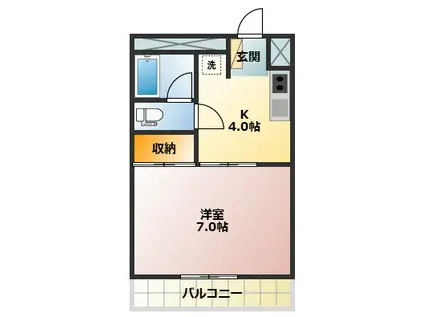 バロンハイツ板橋(1K/4階)の間取り写真