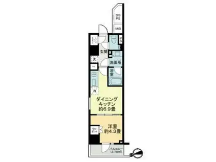 BRUN PILIER日本橋(1DK/8階)の間取り写真