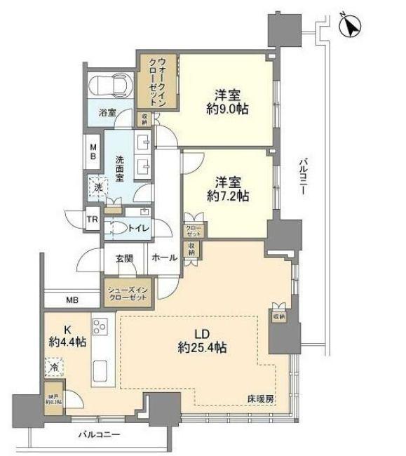 BRILLIA TOWER 浜離宮(2LDK/31階)の間取り写真