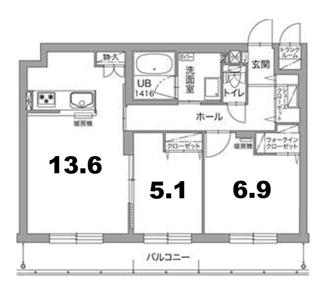 ジュノール千歳真々地(2LDK/2階)の間取り写真