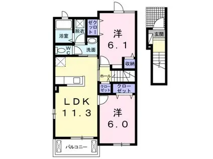 メゾン峰風II(2LDK/2階)の間取り写真