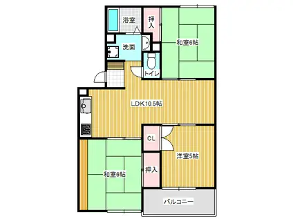 ブエナビスタ(3LDK/3階)の間取り写真